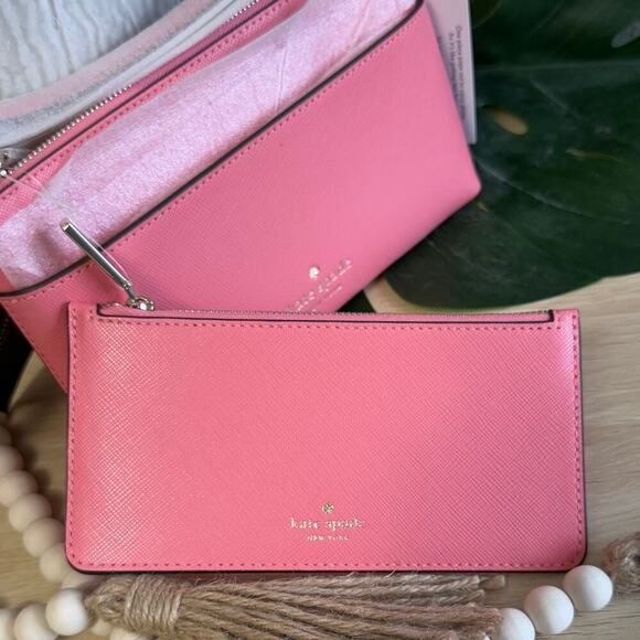 NWT - Kate Spade Sadie Crossbody Set Purse & Wristlet Peach Nectar - Picture 7 of 8